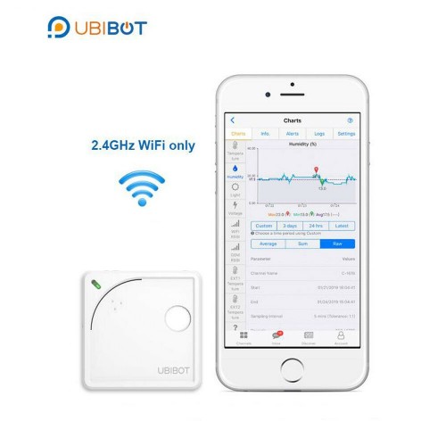 UbiBot WS1 Cloud-based WiFi and Sim Version Temperature Sensor, Wireless 2.4ghz Temperature and Humidity Monitor